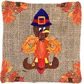 Micasa Thanksgiving Turkey Pilgrim Fleur De Lis Indoor & Outdoor Fabric Decorative Pillow MI754681